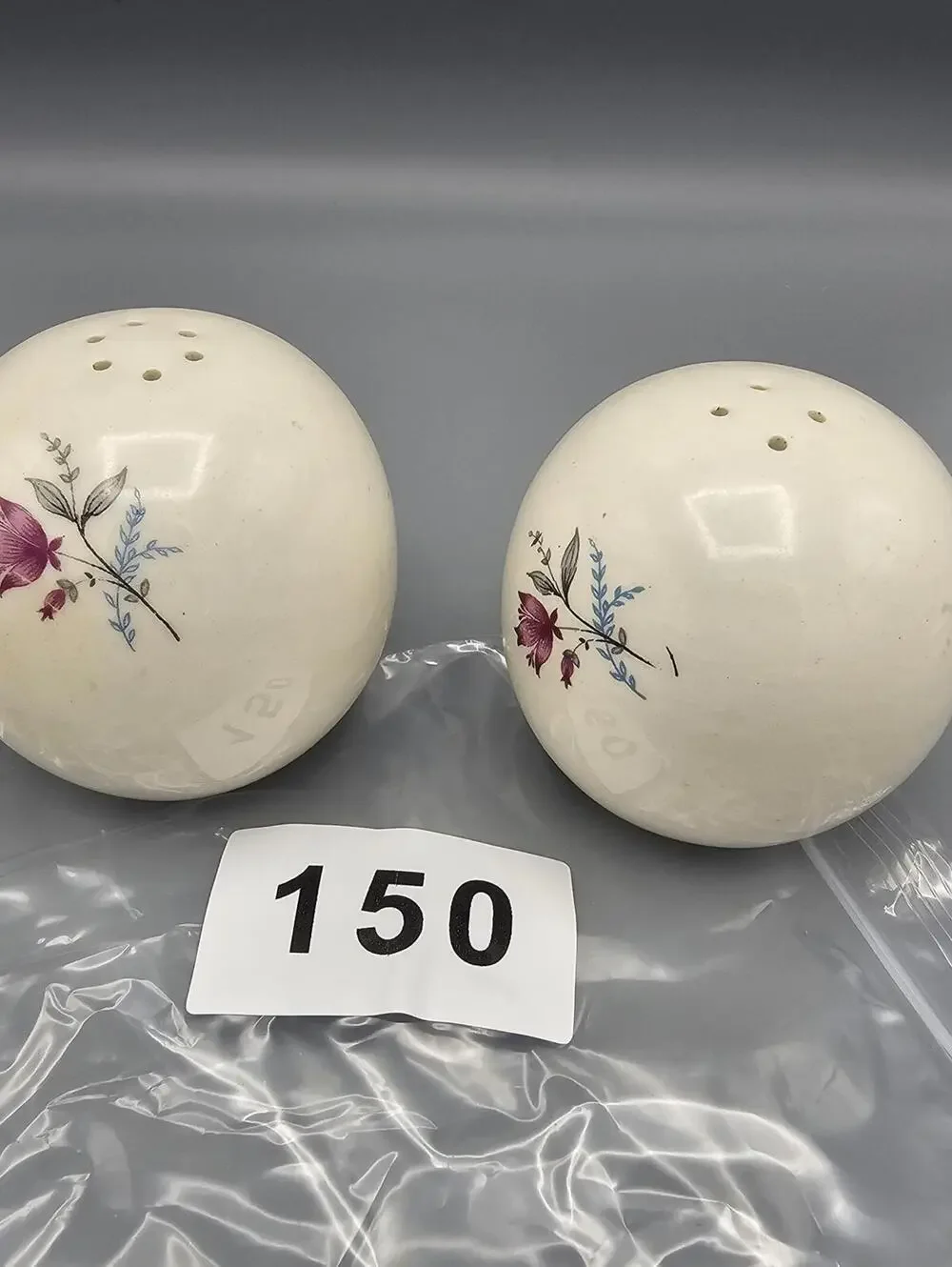 Vintage Cream Ceramic Floral Salt and Pepper Shakers Pair